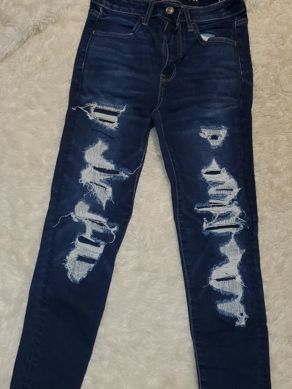 American Eagle Outfitters Dark Navy Distressed Skinny Jeans
